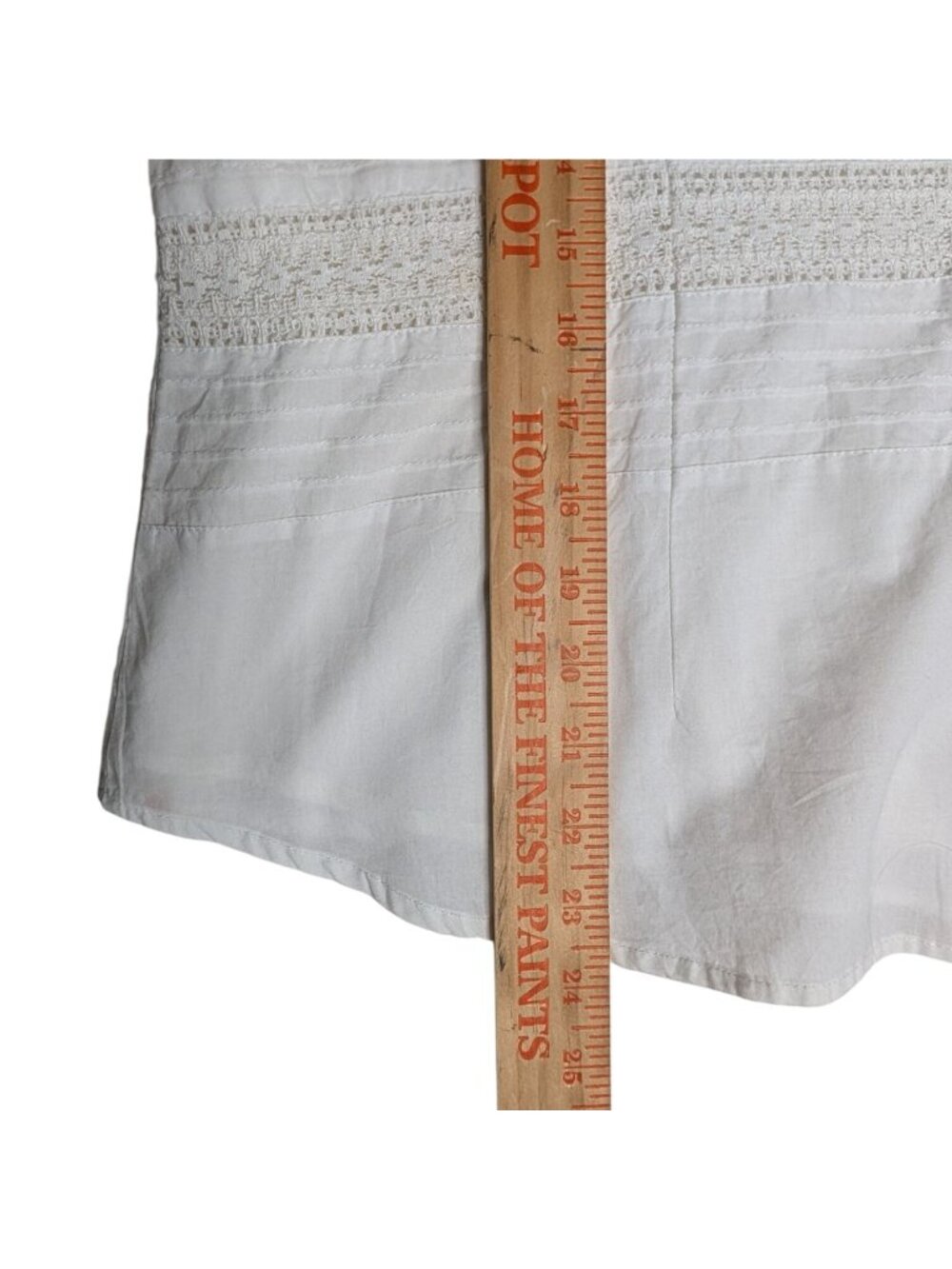 Jane Ashley White Cotton Short-Sleeve Button-Down Top With Lace Detailing Size L - Picture 7 of 9